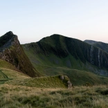 A footpath along a mountain ridge.