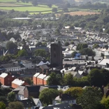 aerial view of Brecon town.